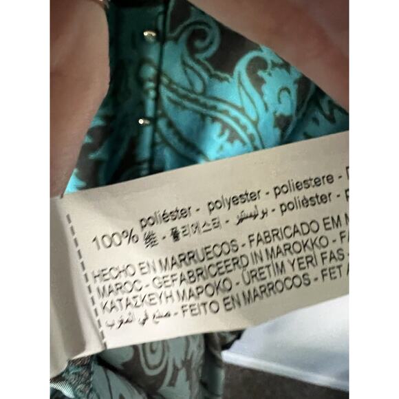 Zara Blue Green Silky Paisley Long Sleeve Oversized Maxi Dress Small NWT - Picture 4 of 4